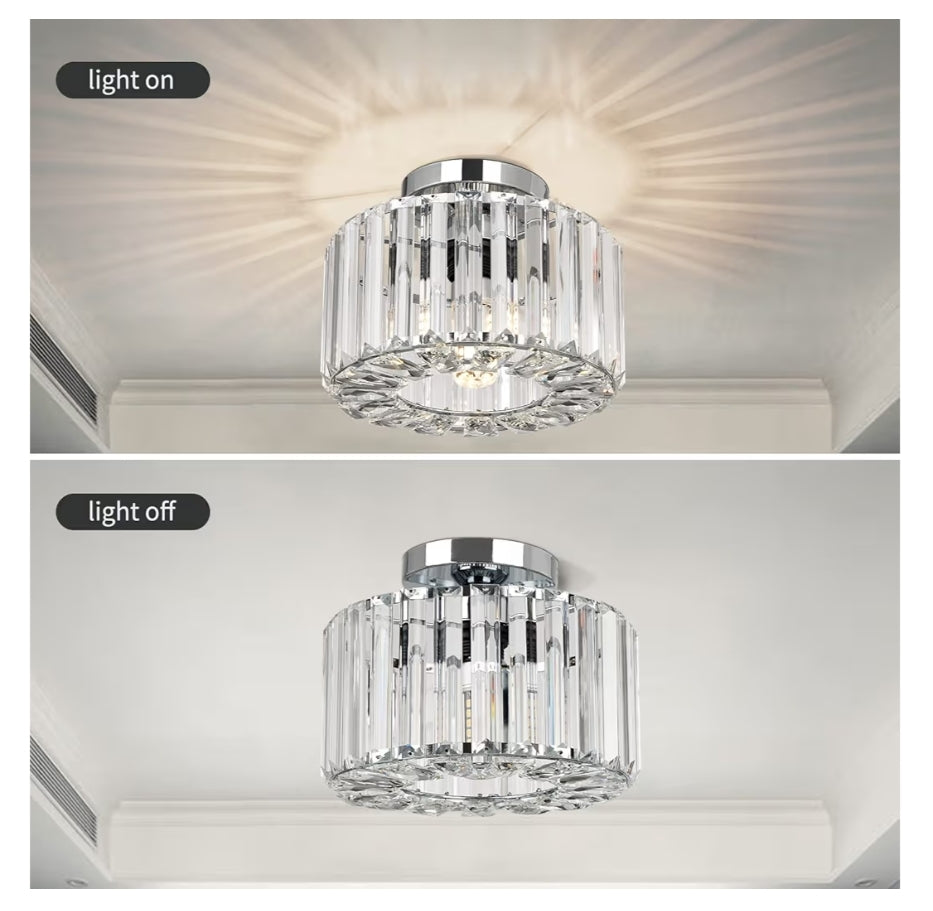 Moderne semi-ingeboude plafonlig Mini-kroonkandelaar Kristal, Ligfiksels Ingeboude