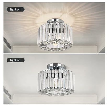 Moderne semi-ingeboude plafonlig Mini-kroonkandelaar Kristal, Ligfiksels Ingeboude