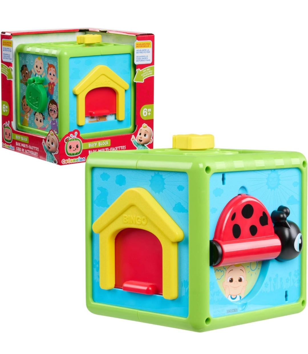 Just Play CoComelon 6-inch Busy Block, Educational and Early Learning Activity Cube, Kids Toys for Ages 06 Month