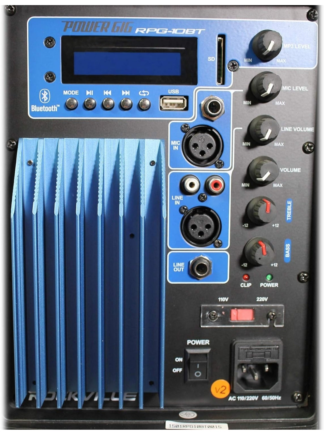 Rockville RPG10BT 10 INCHES Powered  DJ PA Speaker BlueTooth -  600W USB, SD, Remote - NEW