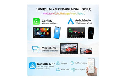 9" Motorradio, Dubbel-DIN Radio, Draadlose CarPlay & Draadlose Android Auto, Skakelspieël, GPS-opsporing, Ingeboude navigasie, Dubbele Bluetooth