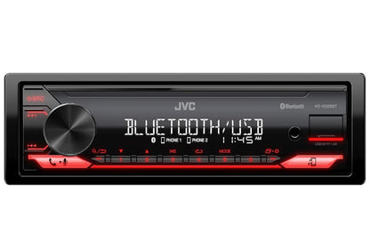 JVC KD-XD28BT Bluetooth Motorradio met USB-poort – AM/FM-radio, MP3-speler, hoëkontras-LCD, 50 Watt, Verwyderbare Voorpaneel – Enkel DIN – 13-band EQ