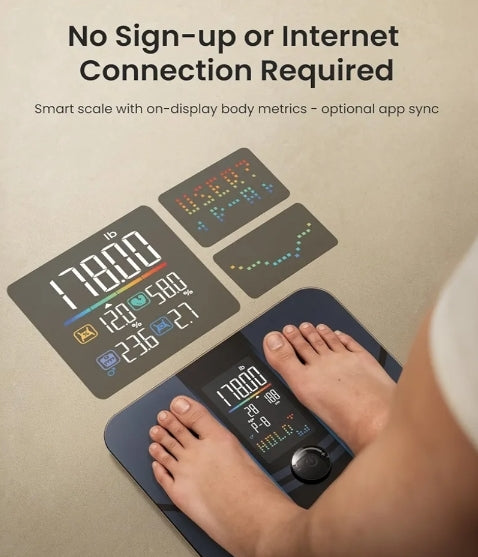 Smart Scale for Body Weight BMI ,Muscle Mass and Smart Tape Measure with Large Display, Bluetooth Body Measuring Tape with App for Weight Loss