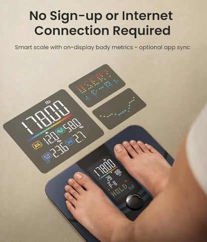 Smart Scale for Body Weight BMI ,Muscle Mass and Smart Tape Measure with Large Display, Bluetooth Body Measuring Tape with App for Weight Loss