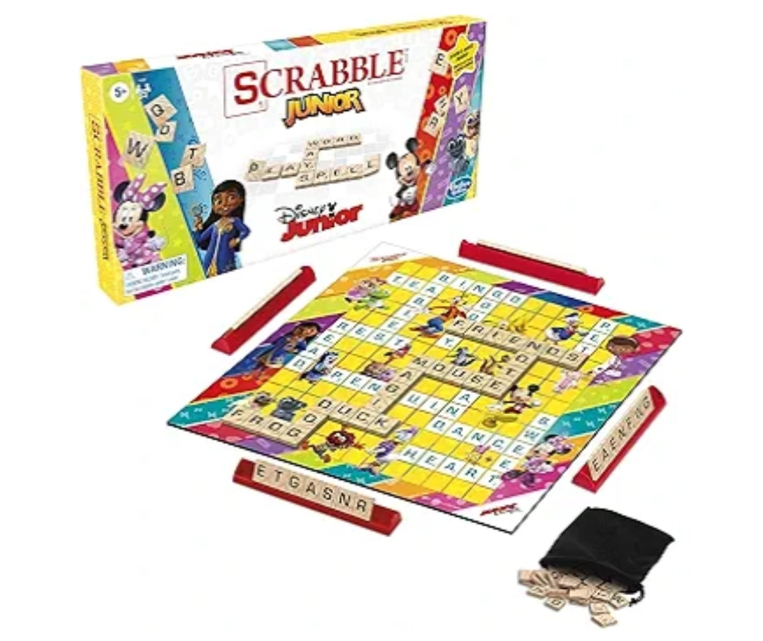 Hasbro Gaming Scrabble Junior: Disney Junior Edition Board Game for Kids - Double -Sided Game Board | Matching Word Game