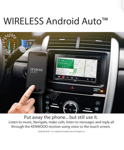 JVC KW-M865BW Ingeboude Wi-Fi vir Draadlose CarPlay Android Auto, 6.8" LCD-raakskerm, AM/FM, Bluetooth, MP3-speler, USB-poort, Dubbel-DIN, 13-band EQ, SiriusXM Motorradio
