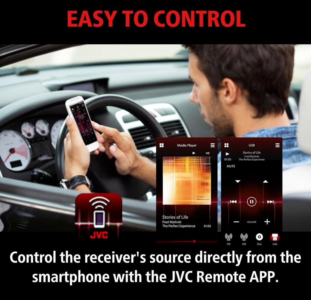 JVC KD-X38MBS Car & Marine Digital Media Receiver with Bluetooth, USB, SiriusXM Ready, Compatible with Amazon Alexa, Conformal Coated PCB