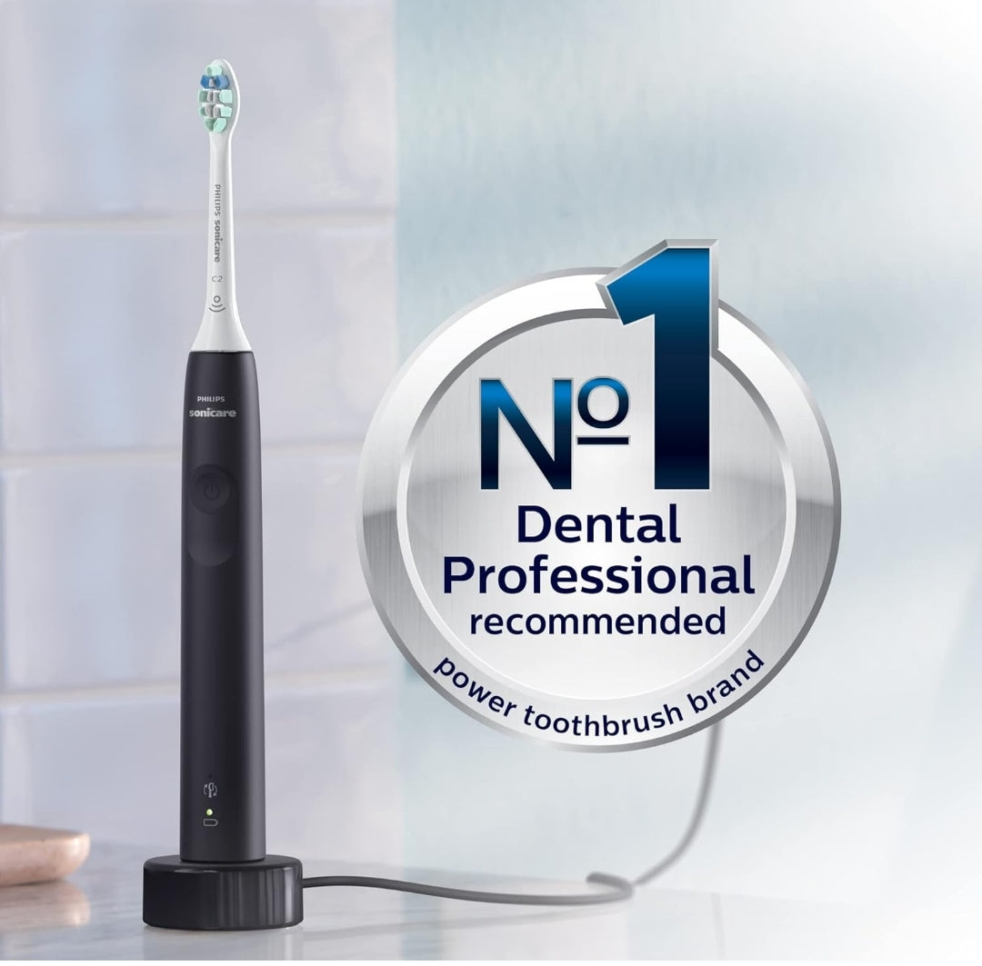 Philips Sonicare 4100 Herlaaibare Elektriese Tandeborsel, met Druksensor, 2 Intensiteitinstellings - Swart Model HX3681/24