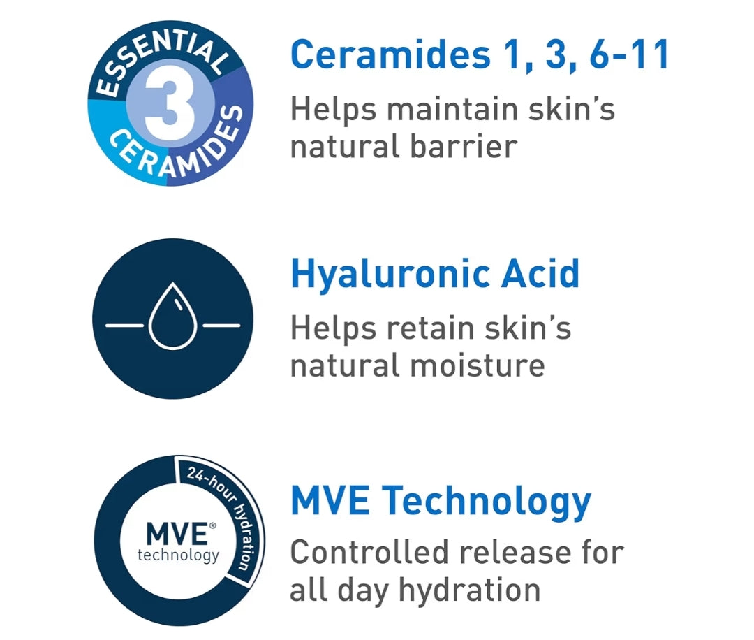 CeraVe Ultra-Light Moisturizing Gel, Hidrerende Gel Gesigbevogtiger met Seramiede, Niasinamied, Hialuronzuur, sonder Geur - 1.75 FL oz