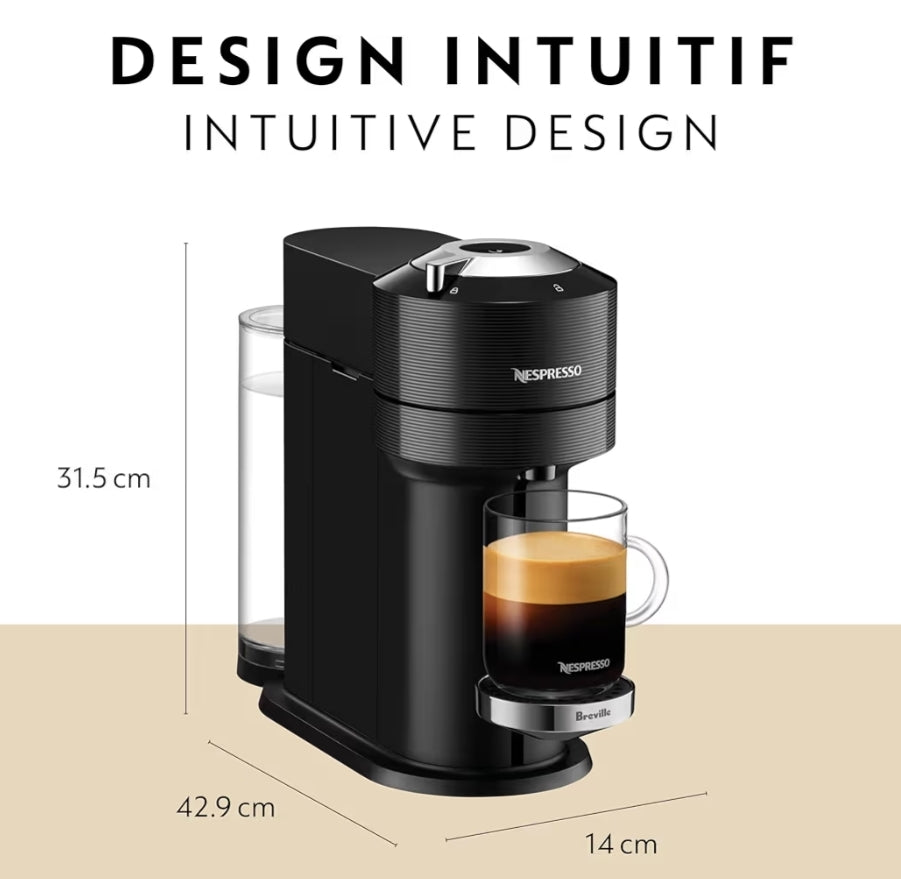 Nespresso Vertuo Next Koffie- en Espressomasjien deur Breville Premium, Melkskuimer, met Aeroccino