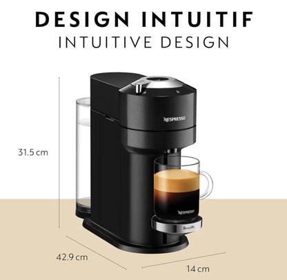 Nespresso Vertuo Next Koffie- en Espressomasjien deur Breville Premium, Melkskuimer, met Aeroccino