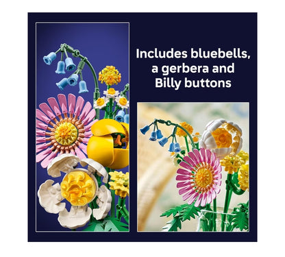 LEGO Botanicals Klein Sonniger Ruiker Blomstel DIY Blommerangskikking - Valse Blouklokkies, Tulp, Madeliefie, en Meer