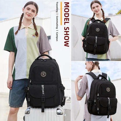 College Backpack, Travel Laptop Backpacks, Large Kids School Bag for Teens Girls Boys Students Bookbag Fit for 15.6 Inch Computer Waterproof Business Work Back Pack for Women Men Daypack Black