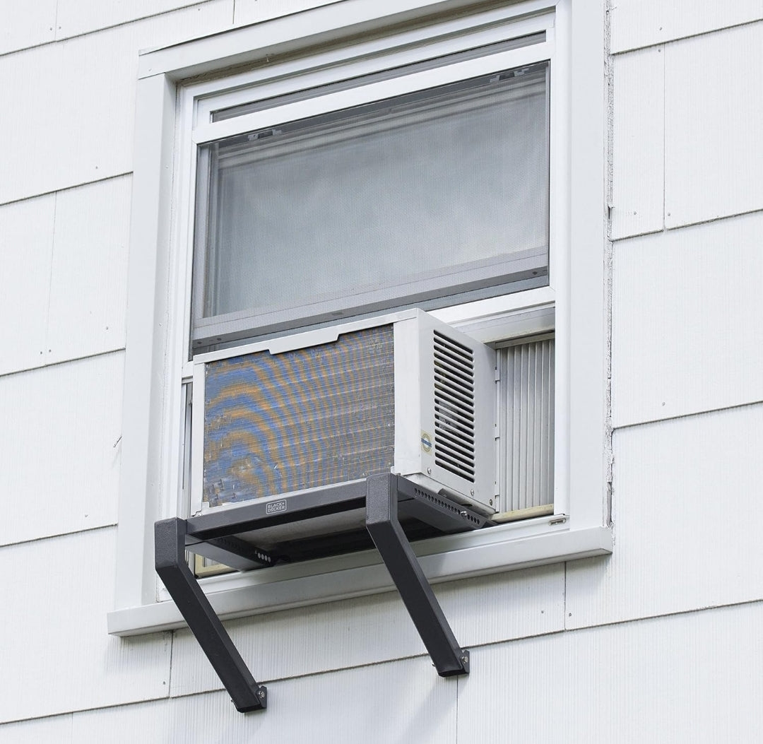 BLACK + DECKER Air Conditioner Window Support Bracket, No Drill AC Support Bracket Installs in Minutes, AC Window Bracket Supports up to 200 Lbs., Durable Bracket for AC Unit,Gray
