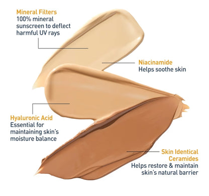 CeraVe Hydrating Mineral Sunscreen SPF 30 met Deursigtige Tint, met Sinkoksied & Titaandioksied Lig (1.7 Oz)