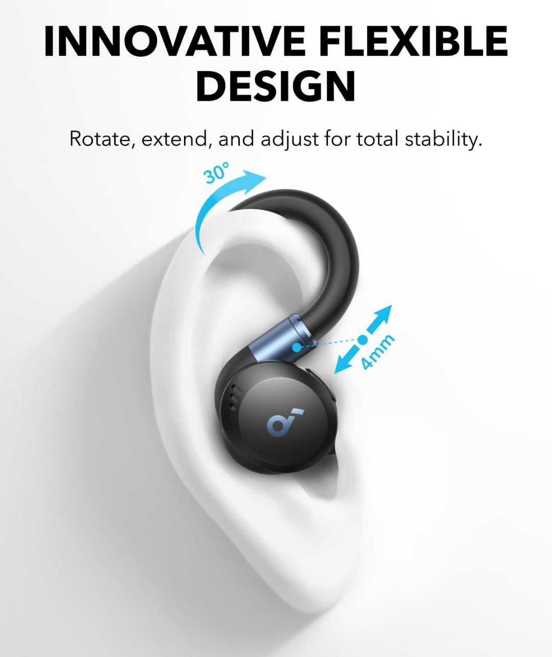 Soundcore Sport X20 by Anker, True-Wireless Workout Earbuds, Rotatable and Extendable Ear Hooks, Noise Cancelling, Deep Bass, IP68 Waterproof, Sweatproof, Dustproof, 48H Play, Sport Earbuds for Gym