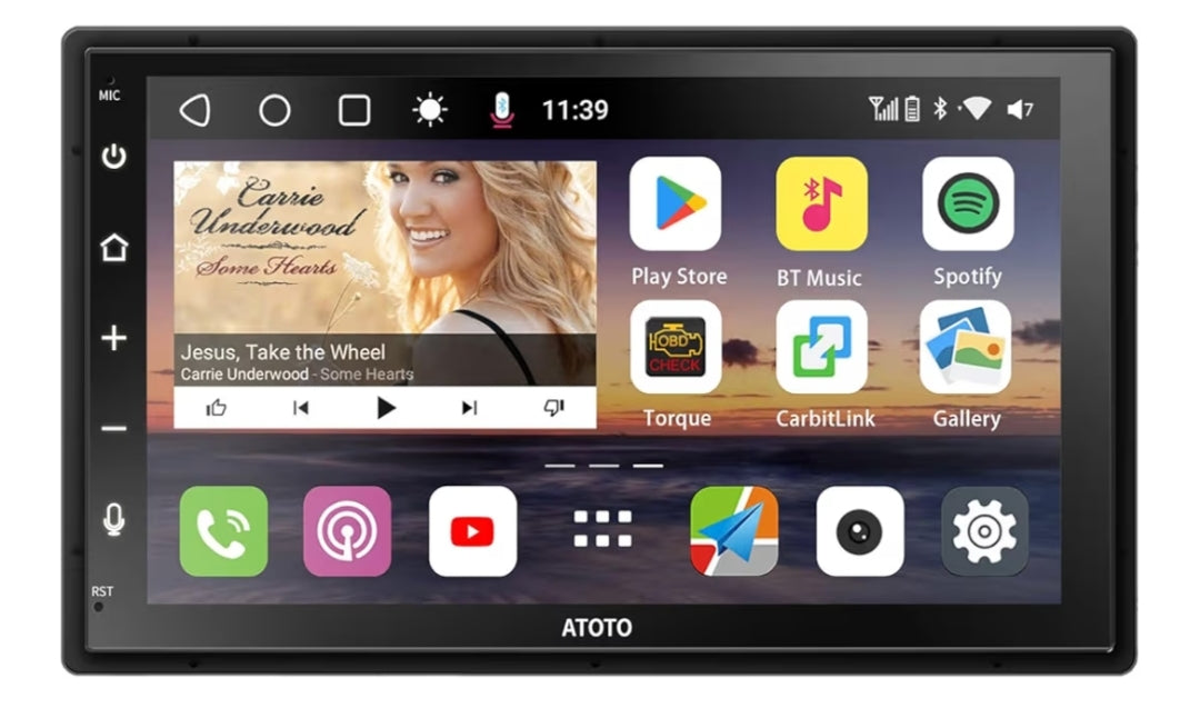 7" QLED-raakskerm Dubbel-DIN-motorstereo, draadlose CarPlay en Android Auto, ingeboude 4G LTE, dubbele Bluetooth, lewendige tru-aansig, Chat-AI