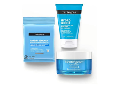 Neutrogena Refresh & Hydrate Skin Care Gift Set, grimeringverwyderingsdoekies, jelgesigsreiniger en waterjelgesigbevogtiger, reisgrootte (3 items)