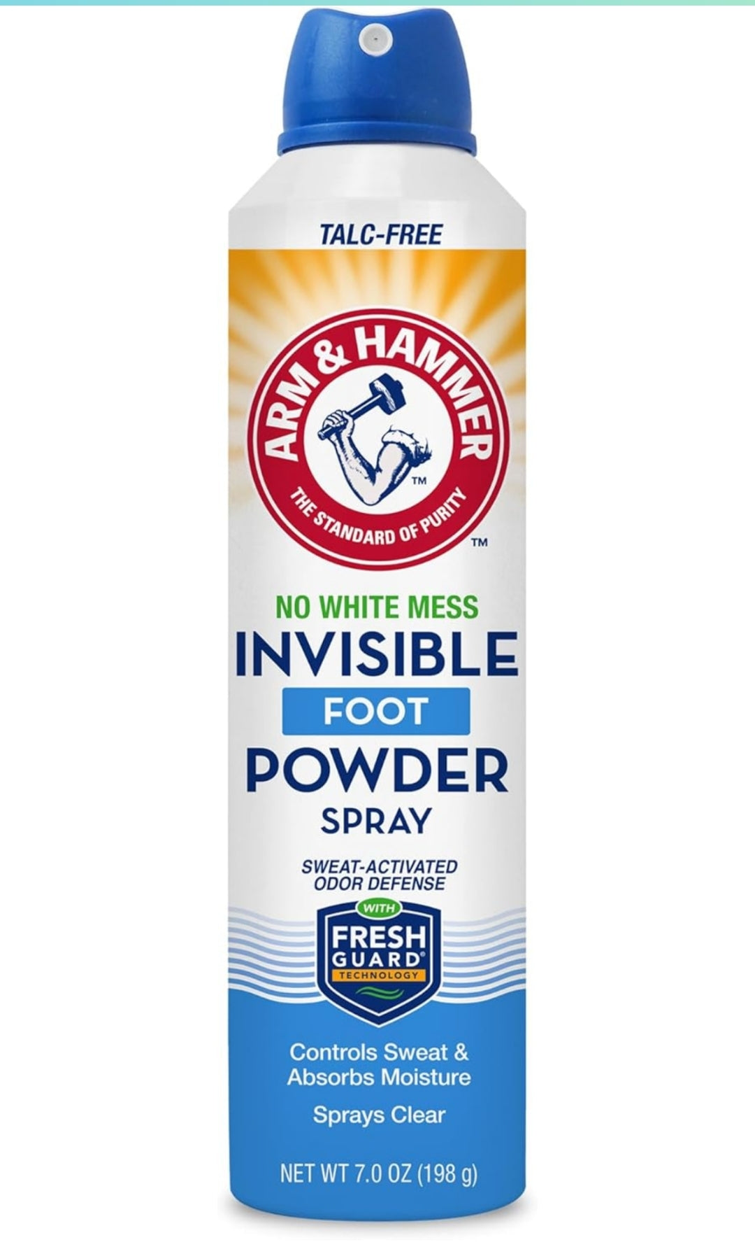 Arm & Hammer Invisible Foot Powder Spray, Clear Talc-Free Foot Odor & Sweat Control 7oz (1 Pack)