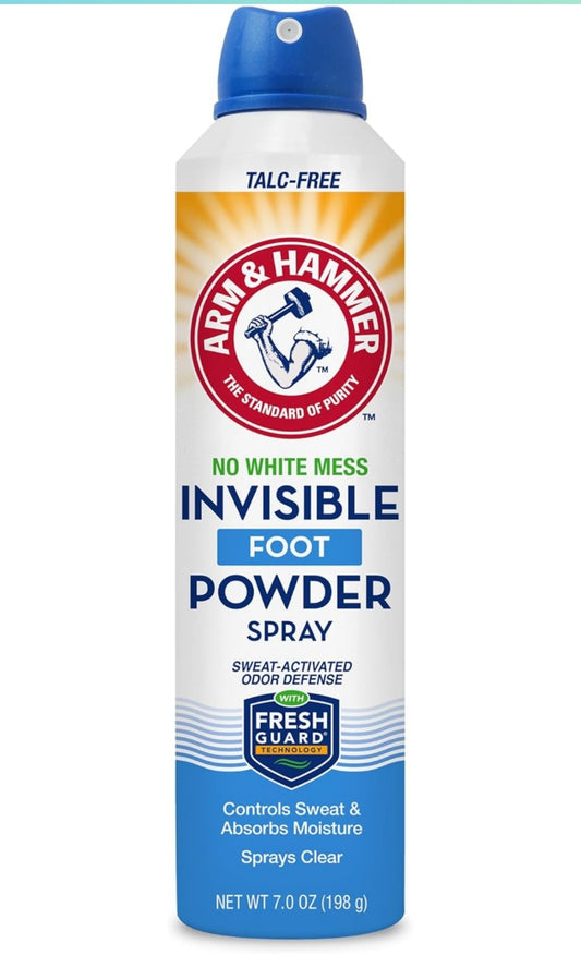 Arm & Hammer Invisible Foot Powder Spray, Clear Talkvrye Voetreuk- en Sweetbeheer 7oz (1 Pak)