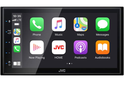 JVC KW-M56BT Apple CarPlay Android Auto Multimedia Speler m/ 6.8" Kapasitiewe Raakskerm, Bluetooth Oudio en Hands-Free Oproepe, MP3 Speler, Dubbel DIN, 13-Band EQ, SiriusXM, AM/FM Motorradio