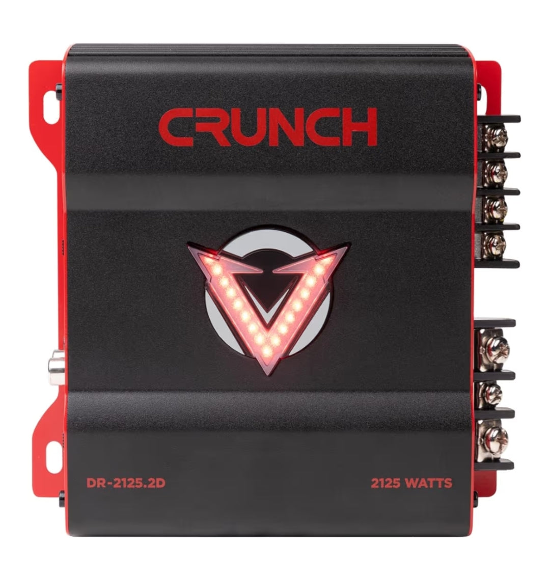 Crunch 2-kanaal Subwoofer Motorklank Versterker m/ Verstelbare Crossovers, Bassknoppie & Afstandbeheer - NUUT