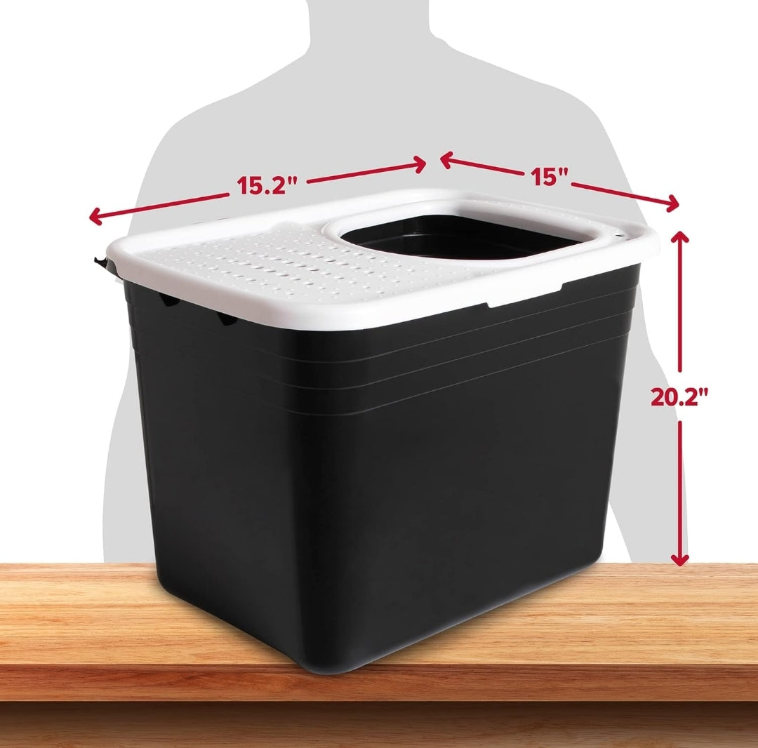 Arm & Hammer Premium Top Entry Litter Box with Filter to Clean Paws and Microban