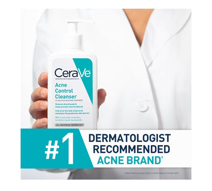 CeraVe Akneebehandeling Gesigswas, Salisielsuur Reiniger met Suiwerende Klei, Niasienamied, en Seramiede (8 fl. os.)