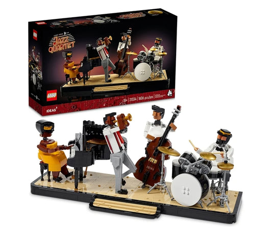 LEGO Ideas Jazz Quartet, Building Set Featuring Stage w/ 4 Band Musician Figures, Includes Piano, Double Bass, Trumpet, and Drum Kit Instruments, Great for Home Display, 21334
