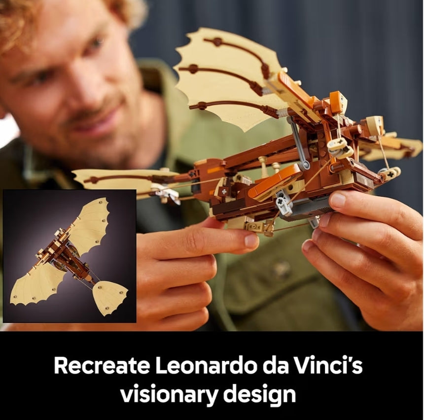 LEGO Icons Leonardo da Vinci se Vliegmasjien DIY-stel – Ornitopterbou-stel Handwerk vir Huis- of Kantoordekor met Uitstalker