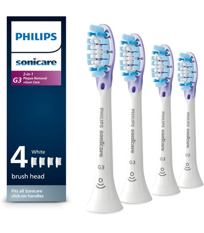 Philips Sonicare Oorspronklike G3 Premium Tandvleissorg Vervangende Tandeborselkoppe, 4 Borselkoppe (Wit) HX9054/65