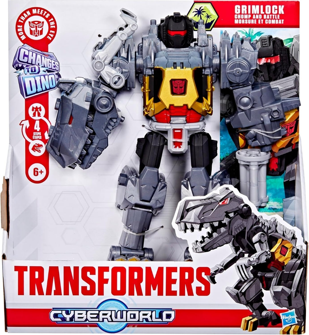 New Transformers Cyberworld Grimlock Chomp & Battle 9-Inch Action Figure, Quick Change to Dino Mode, Robot Toys for Boys & Girls 6+ Years