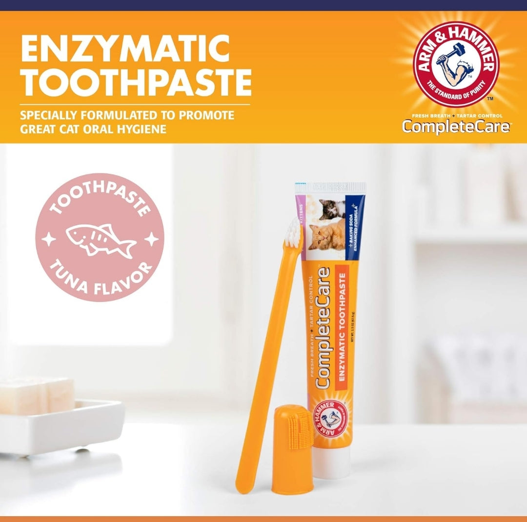 Arm & Hammer for Pets Complete Care Cat & Kitten Dental Kit | Includes 2.5 oz Tuna Flavor Enzymatic Cat