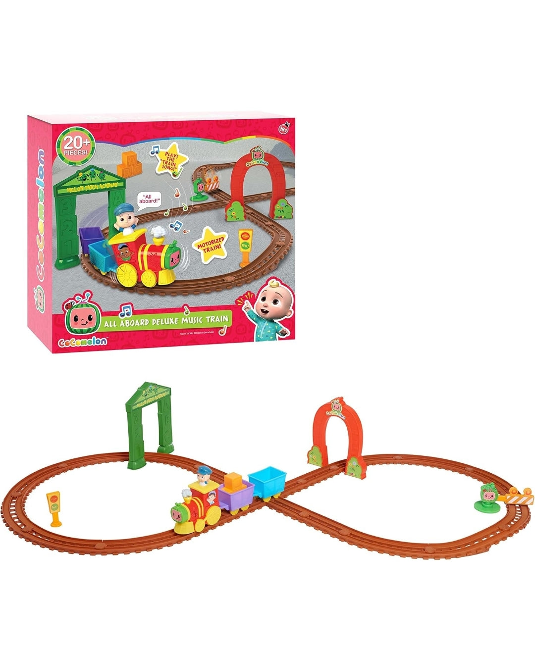 CoComelon All Aboard Musical Train with Bonus Pieces, 24-pieces, Plays “The Train Song", Kids Toys for Ages 18 Month by Just Play