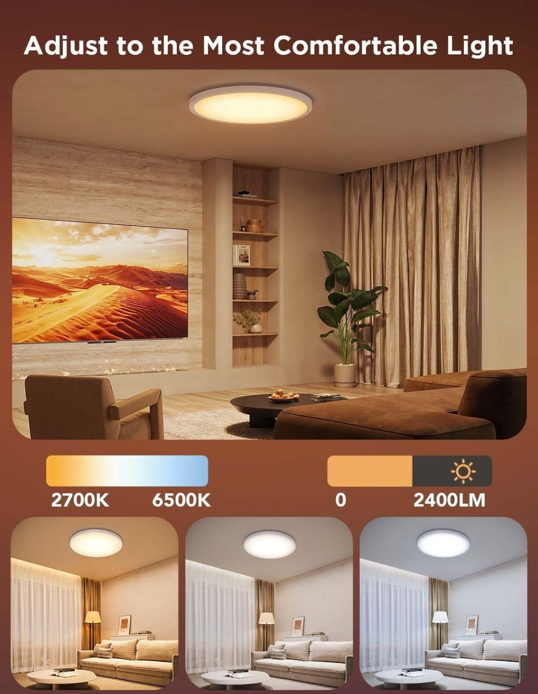 Govee Smart Ceiling Light, RGBIC LED Ceiling Light Fixture, 2400LM Flush Mount Light Fixture, DIY Colors, Works with Alexa, 2200K-6500K Ceiling Lights for Bedroom, Living Room, 12 Inch, 1 Pack