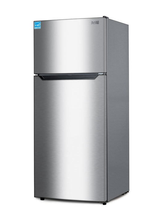 BLACK+DEDECKER 14.6 Kub. Vt. Bo-op Yskas met Vleiskas, 2-Deur Yskas met Bo-Vleiskas en Verstelbare Temperatuurbeheer, ENERGY STAR, BR1460HS, Roesvrye Staal Voorkoms