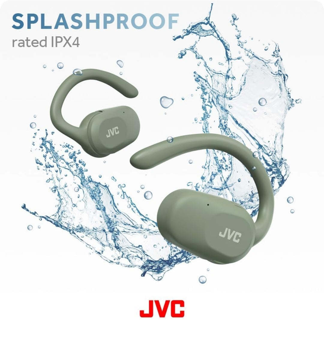 JVC Oorfoon Oopoor Ware Draadlose Oorfone met Spilbewegingmeganisme, 16mm Groot Drywerklank, Enkeloor-gebruik, BT 5.4, Lang Batterylewe (tot 26 Uur) - HANP40TG (Groen)