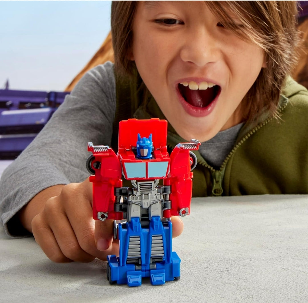 Transformers EarthSpark 1-Step Smash Changers Optimus Prime 4-Inch Action Figure, Robot Toys for Boys and Girls 6 and Up