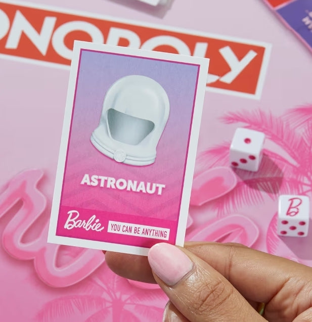 Monopoly: Barbie Edition Board Game with 6 Barbie-Themed Pink Zinc Tokens