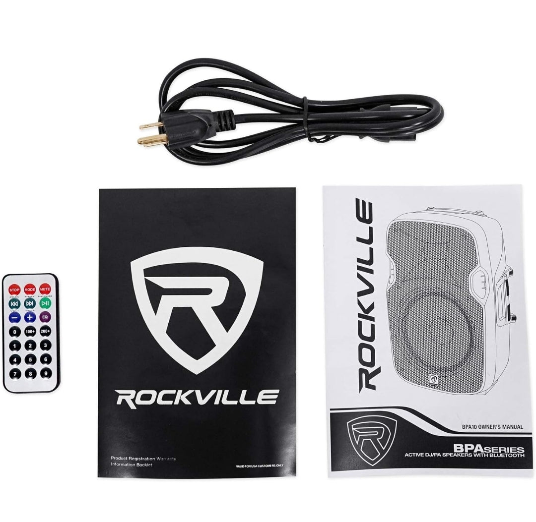 BUNDLE (2) Rockville BPA10 10" Powered 400w DJ Speakers with Bluetooth