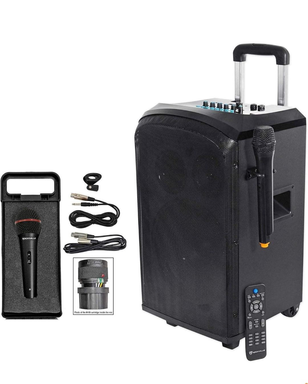 Rockville ROCKnGo 10" Portable Rechargeable Bluetooth PA Speaker+(2) Microphones
