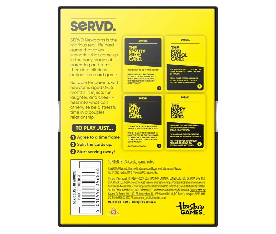 Hasbro SERVD Newborn Parents Edition Game – Hilarious Real-Life Couples Card Game – (Ages 17+)