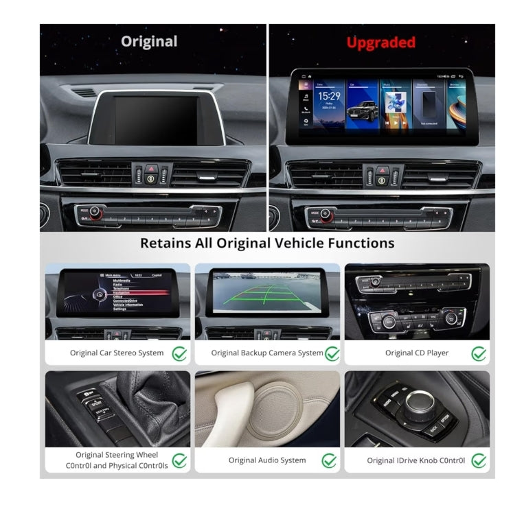 12.3" Android-motorstereo versoenbaar met BMW X1-reeks F48 2016-2017 NBT-stelsel, draadlose CarPlay en Android Auto, 4 * 49W-versterker, DSP · 32B EQ