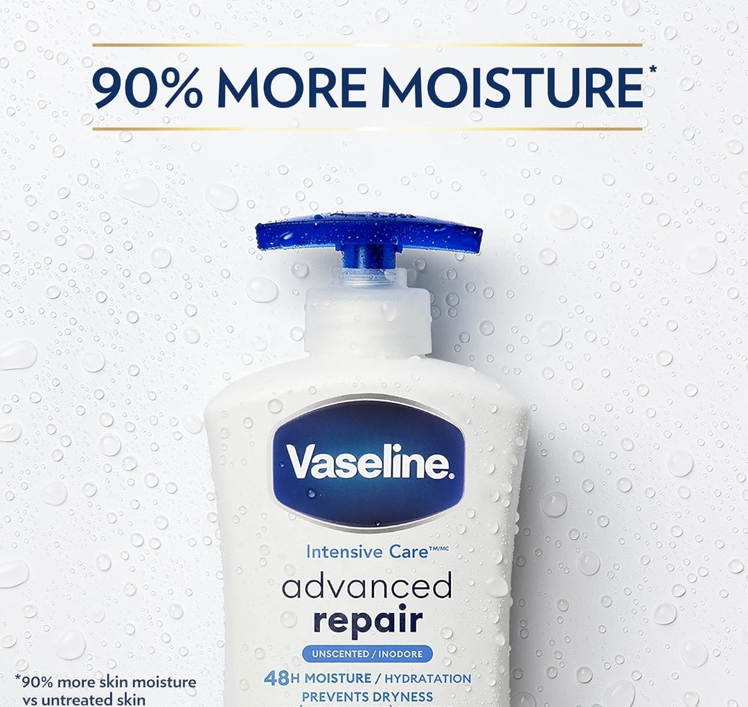 Vaseline Intensive Care Body Lotion Advanced Repair Unscented for Dry Skin Lotion Made with Ultra-Hydrating Lipids and Vaseline Jelly That Repairs Extremely Dry Skin 20.3 oz