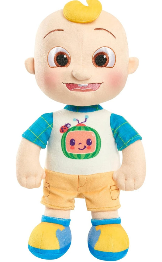 Just Play Cocomelon 100% Herwonne Materiaal 13-duim JJ Pluizige Vulpop, Super-Sag en Drukbaar, Kinderspeelgoed vir Ouderdomme 18 Maande