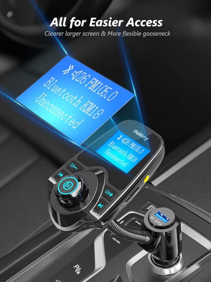 Bluetooth FM-sender 1.44" Skerm, Handsfree Oproep Draadlose Musiek Stereo Oudio Speler Radio Adapter Motorstel USB Telefoonlaaier, TF SD Kaart AUX