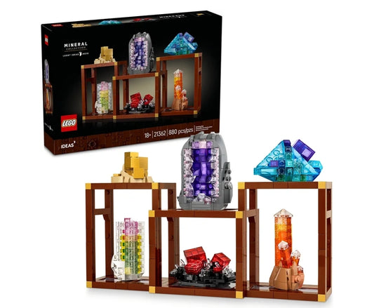 LEGO Ideas Mineral Collection Building Set - Bedroom or Office Decor with 3 Display Shelves