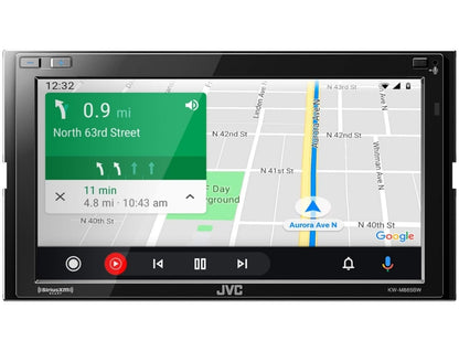 JVC Ingeboude Wi-Fi vir Draadlose CarPlay Android Auto, 6.8" LCD-raakskerm, AM/FM, Bluetooth, MP3-speler, USB-poort, Dubbel-DIN, 13-band EQ, SiriusXM Motorradio