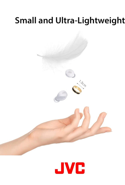 JVC Kompakte en Liggewig Gumy Mini Ware Draadlose Oorfone, Lang Batterylewe (tot 23 Uur), Klank met Neodymium Magneet Drywer, Waterweerstand (IPX4) - HAA6TW (Wit)