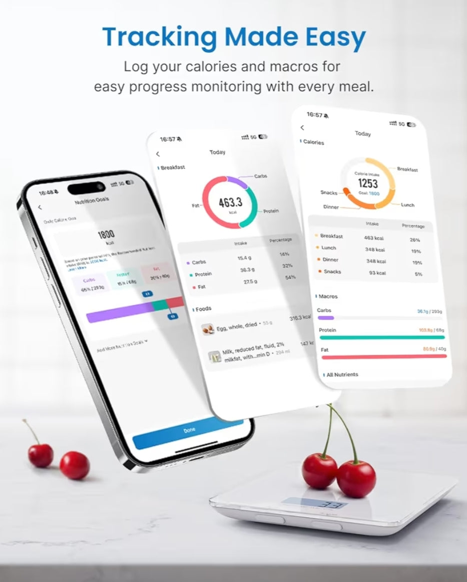 Bundle Smart Scale for Body Weight, 8-Electrode Body Composition Scale with BMI, Body Fat, Muscle Mass and Smart Food Scale